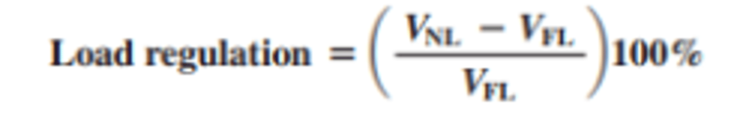<p>load regulation specifies how much change occurs in the output voltage over a certain range of load current values, usually from minimum current (no load, NL) to maximum current (full load, FL).</p>