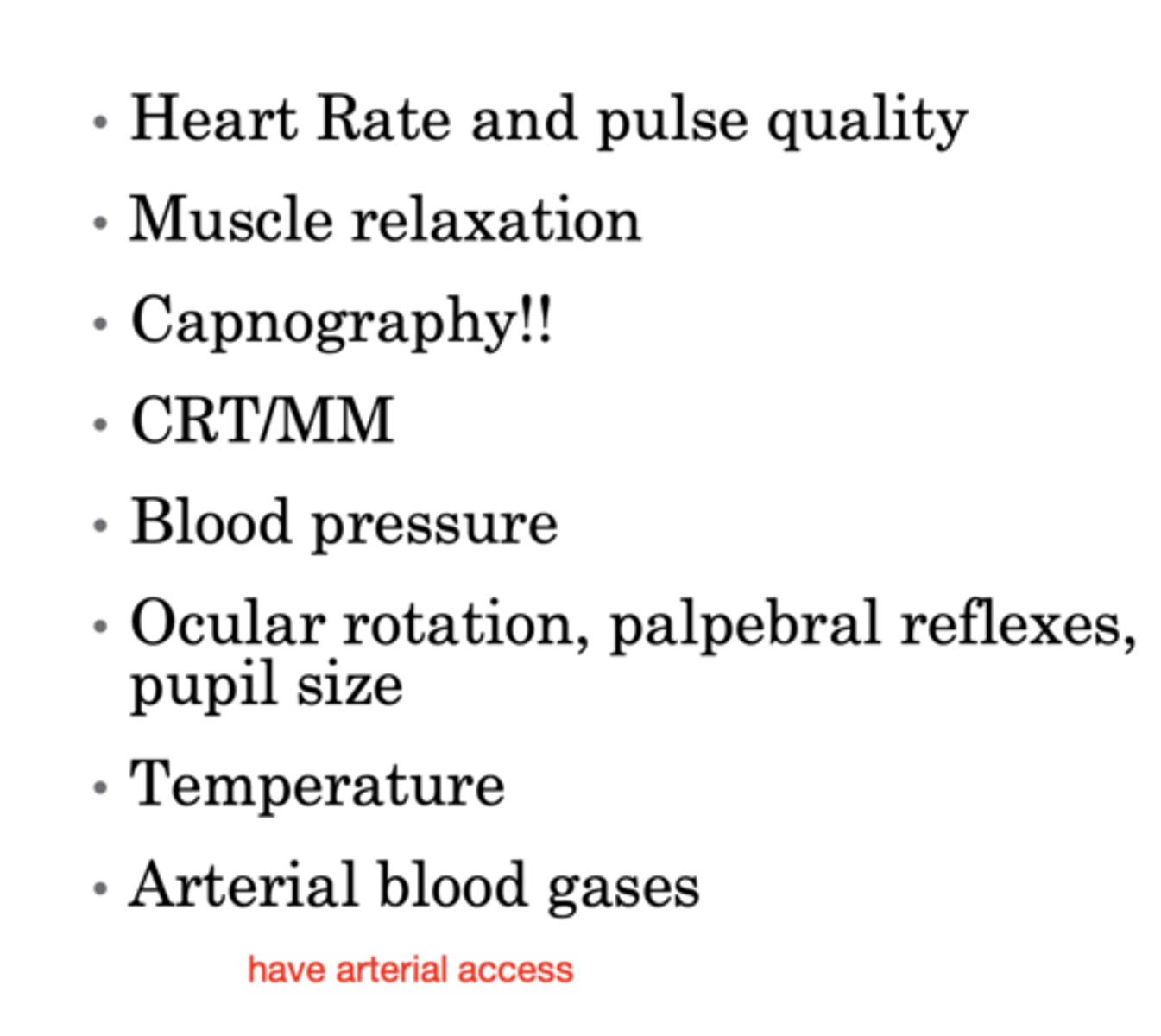 <p>review the monitoring parameters during ruminant anesthesia</p>