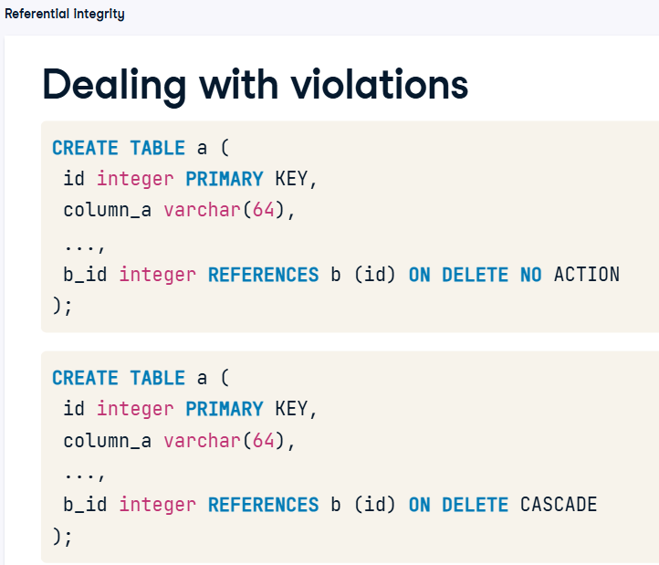 <p>Referential Integrity Violation</p>