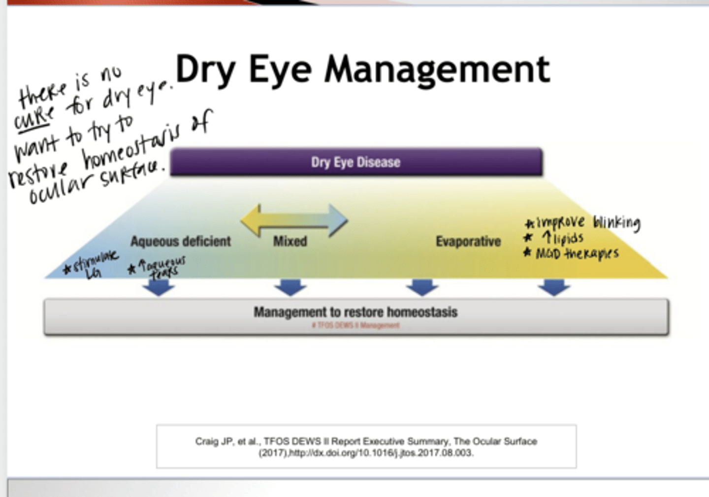 <p>What is the main goal of dry eye treatment/management?</p>
