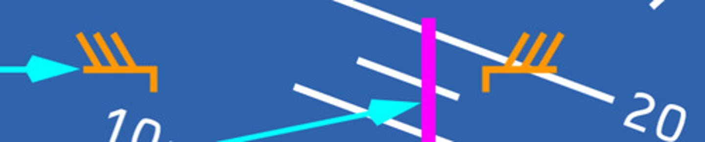 <p>Indicates pitch limit (stick shaker activation for existing flight conditions)</p><p>• displayed when the flaps are not up</p><p>• displayed at slow speeds with the flaps up</p>