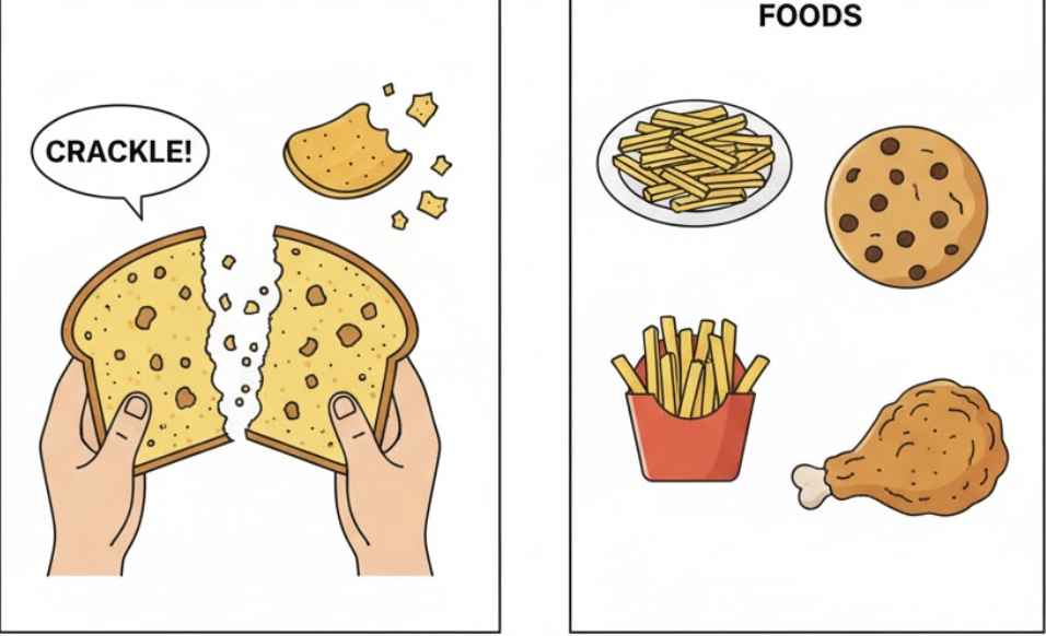 <p><strong>having a hard, dry, and often delicate texture; pleasantly crunchy</strong> </p><p>(giòn tan, giòn rụm, giòn ráo)</p>