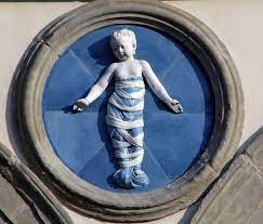 <p>INFANT IN SWADDLING CLOTHES (ONE OF THE HOLY INNOCENTS MASSACRED BY HEROD) Ospedale degli Innocenti (Foundling Hospital)</p>
<p>%%<strong>(FIFTEENTH-CENTURY ITALY)</strong>%%</p>
<p>==<strong>(EARLY RENNAISSANCE IN FLORENCE)</strong>==</p>