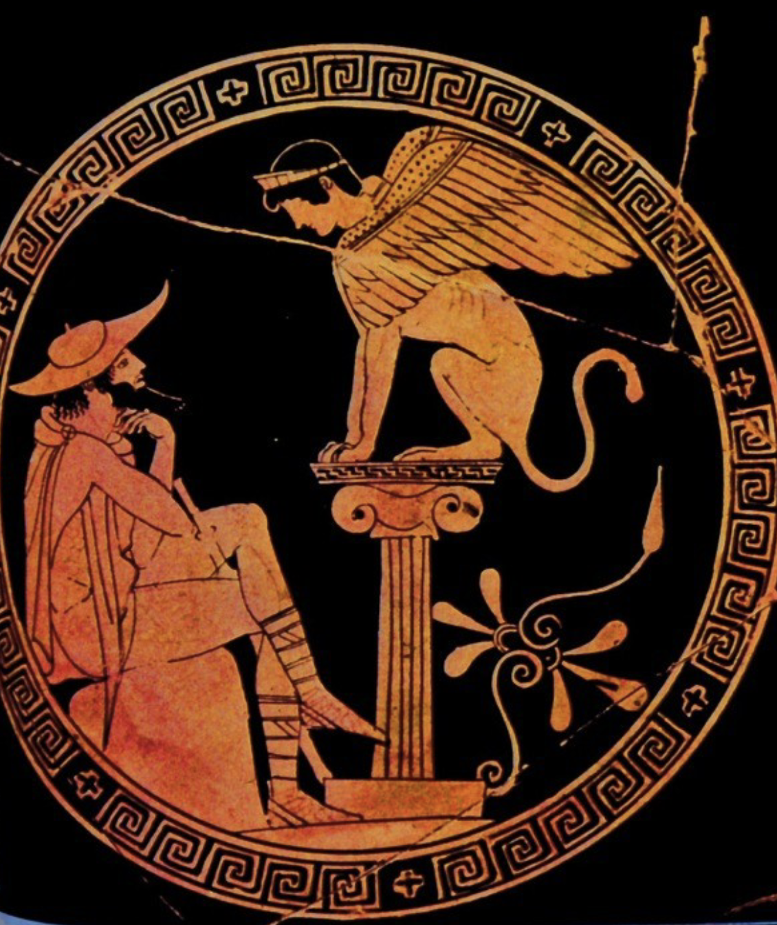 <p>who is this and why is he always pictured with a sphinx</p>