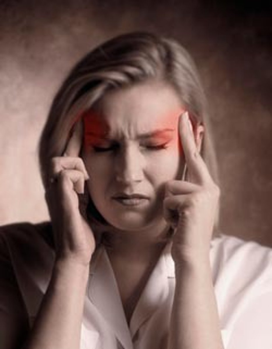 <p>(head) ache; pain</p>
