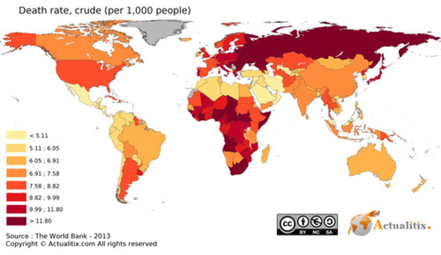 <p>DEFINITION</p><p>The number of deaths per year per 1,000 people.</p>