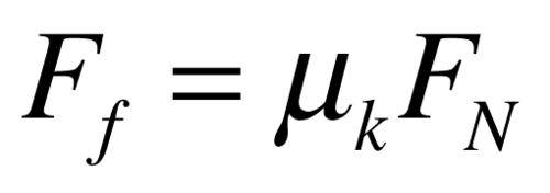 Ff = μFn, Force of friction = coefficient of friction * Normal force