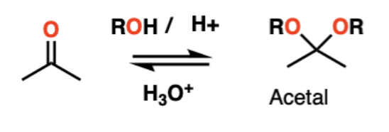 <p>2 eq of HOR, H+ catalyst</p>