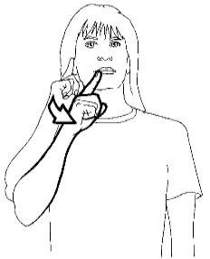 <p>With your index finger, touch your ear and then mouth (signifying deaf and mute)</p>
