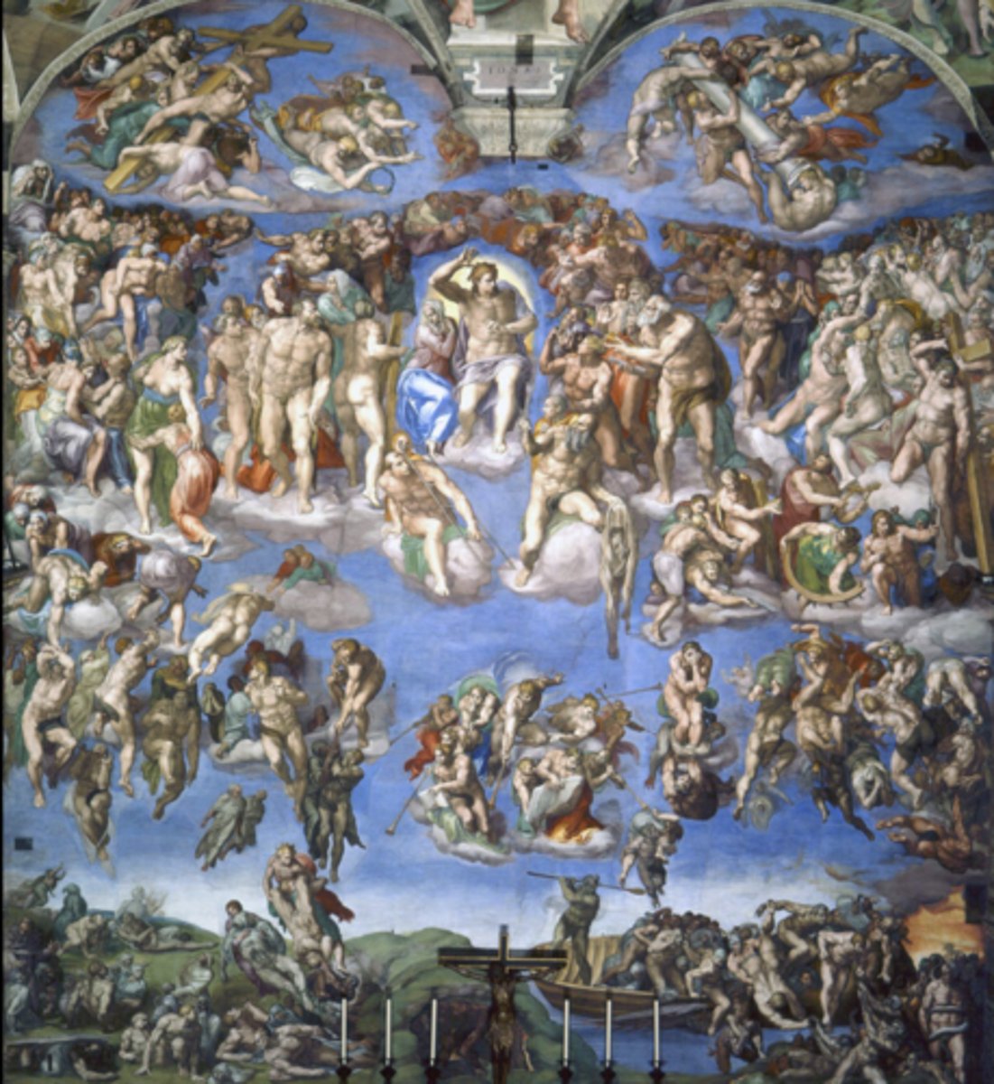 <p>- High Renaissance</p><p>-fresco</p><p>- mannerism- distorted bodies</p><p>- lots of naked people, not canon of proportion</p><p>- it established some artistic trends that challenged conventions and led to the formation of a new art style</p>