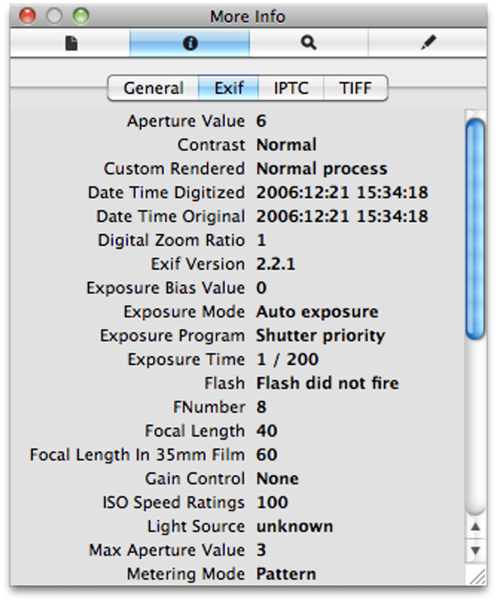 <p>Information about a file that can include the creation, modified and last access dates, and also the user who created the file</p>