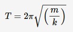 <p>The only factors that affect the time period of the mass-spring system are the mass and the spring constant. Amplitude and gravity do not affect the time period. </p><ul><li><p>T = time period (s)</p></li><li><p>m = mass (kg)</p></li><li><p>k = spring constant (N*m^-1)</p></li></ul><p></p>