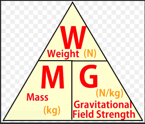 <p>Weight (N) = mass (kg) * g (N/kg)</p>