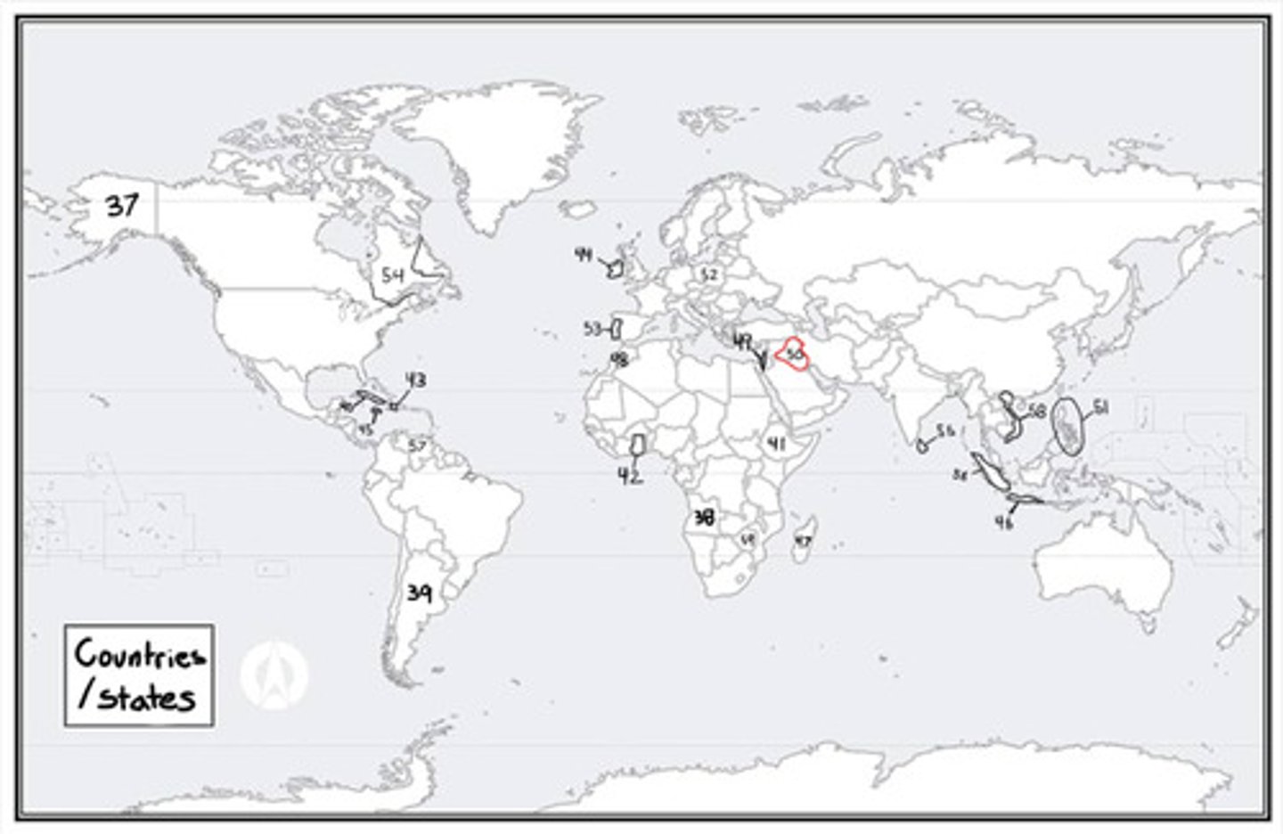 <p>What is #50? (countries/states)</p>