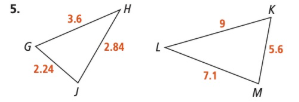<p>Explain whether the two triangles are similar.</p>