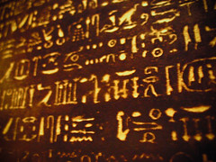 <p>the Egyptian way of writing using symbols</p>