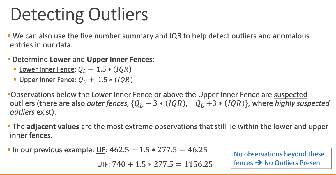 <p>• <strong>Lower Fence:</strong> Q1 − 1.5 × IQR</p><p class="p1">• <strong>Upper Fence:</strong> Q3 + 1.5 × IQR</p><p class="p2">Values outside these fences are considered potential outliers.</p>