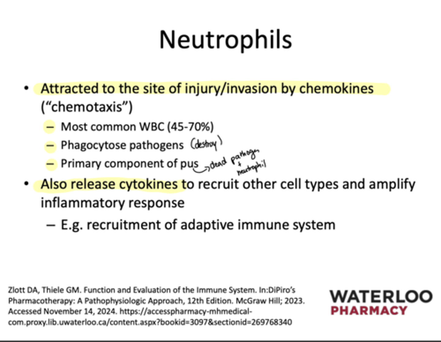 <p>Site of injury/invasion by chemokines (cytokine)</p>