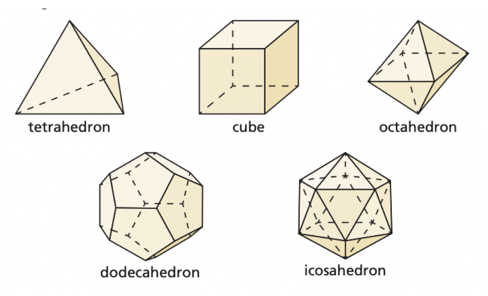 <p>Solids that have congruent regular polygons as faces</p>