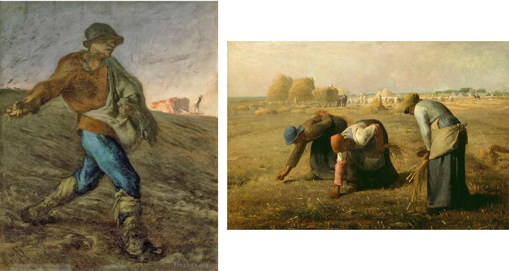 <ul><li><p><span>Best known for his paintings exalting peasants toiling in rural landscapes, and the religious sub-texts that often accompanied them</span></p></li><li><p>The Sower, The Gleaners</p></li></ul><p></p>