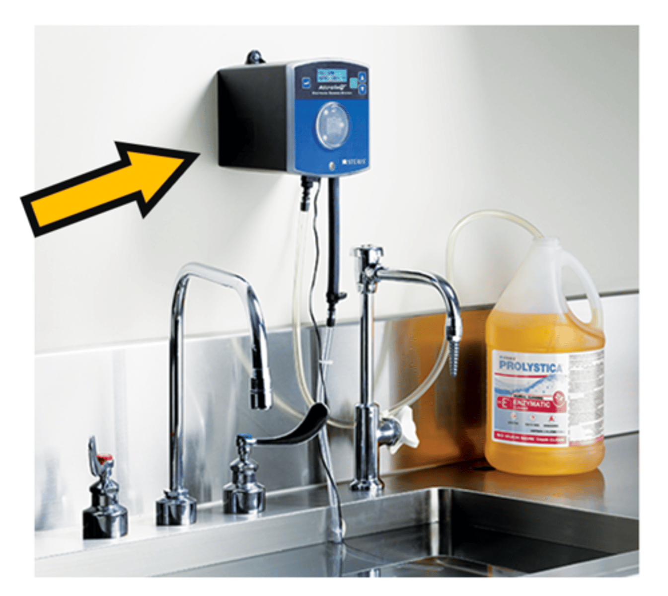 <p>units used to deliver a precise amount of detergent to water to produce a cleaning solution</p>