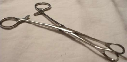 <p>Used to hold gauze squares or sponge to “mop up” the surgical site </p><p>Jaws are serrated</p>