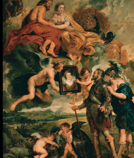 <p><span style="font-family: sans-serif">Peter Paul Rubens, Henry IV Receiving the Portrait of Marie De’ Medici, 1621–1625</span></p>