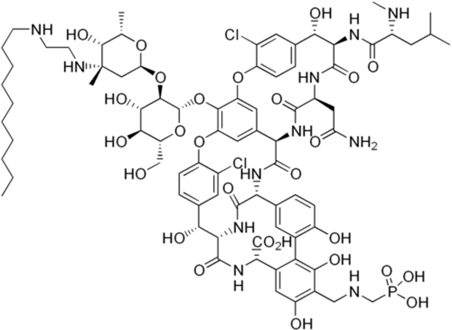 <p>Lipoglycopeptide - semi-synthetic derivative of Vancomycin</p>