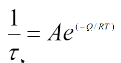 <p>tau - time of recovery [s]</p><p>Q - activation energy [J/mol]</p><p>R - 8.314 J/molK or 1.987 BTU/lbmolR</p><p>T - absolute temperature [K, R]</p><p>A - pre-exponential factor</p>