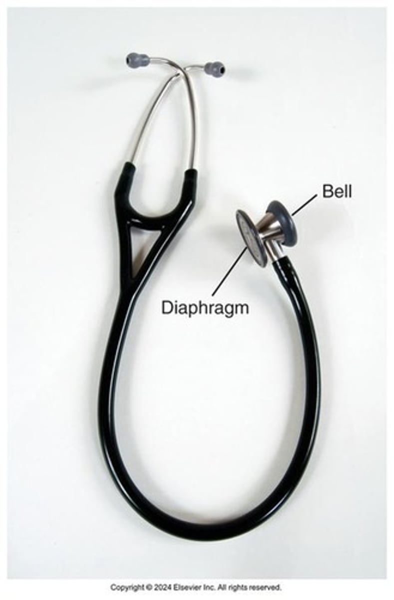 <p>used for high-frequency/high-pitched sounds (ex: bowel or lung sounds)</p>