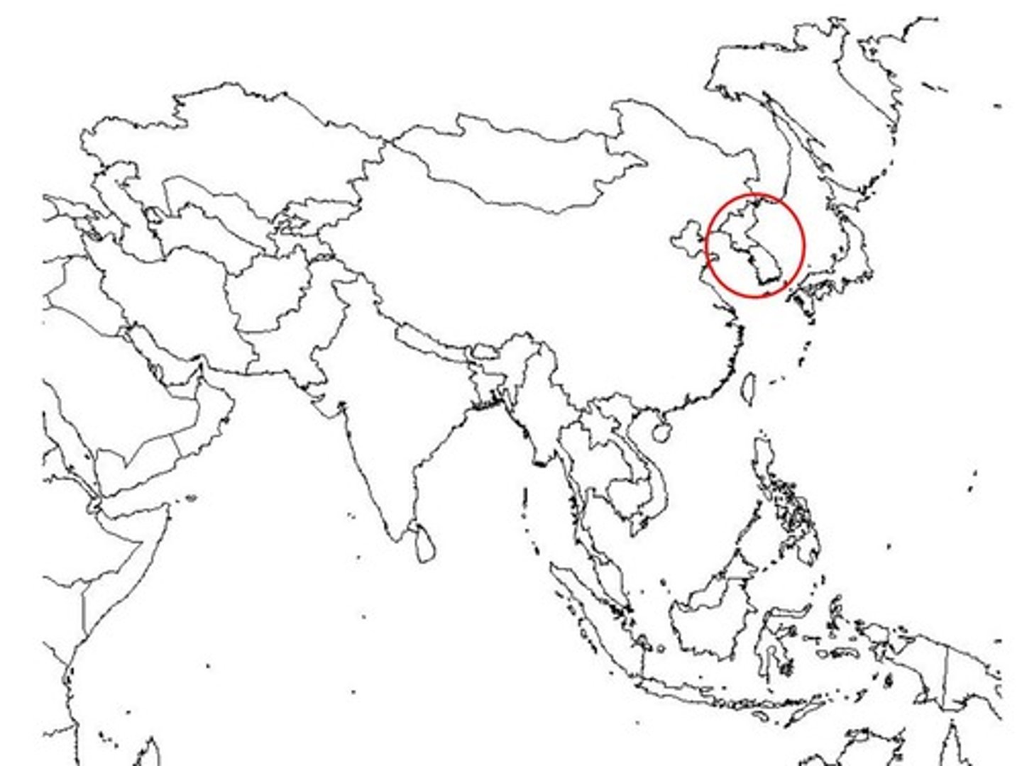 <p>juts out of northeastern China between the Yellow Sea and the Sea of Japan. Divided into two countries: North Korea and South Korea.</p>