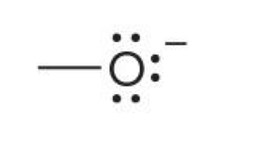 <p>Oxygen with 3 lone pairs and one bond </p>