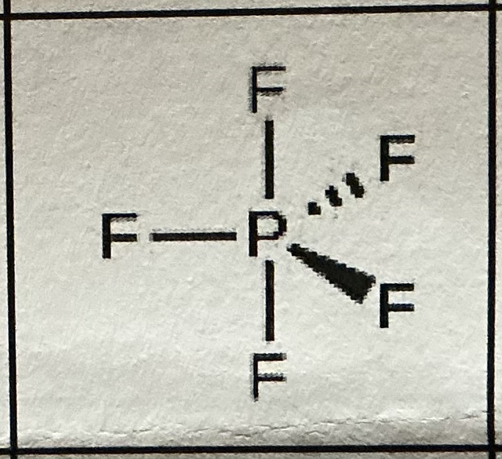 <p>Trigonal bipyramidal; angles of 90 or 120 degrees</p>