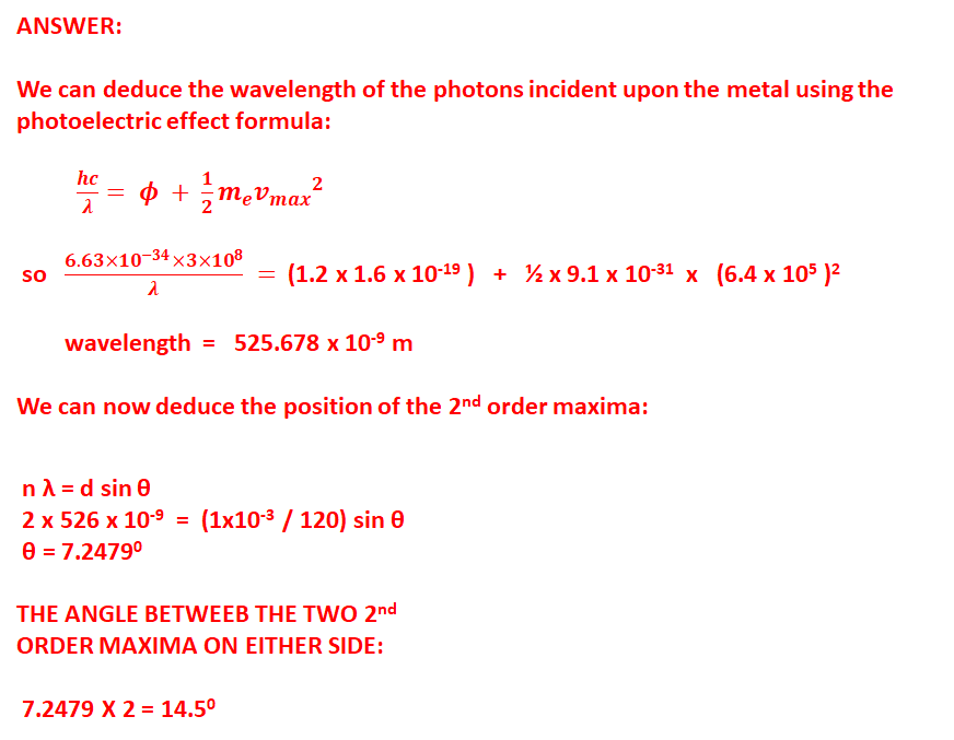 <p>Note you can only do this question after completing the photoelectric effect notes </p>