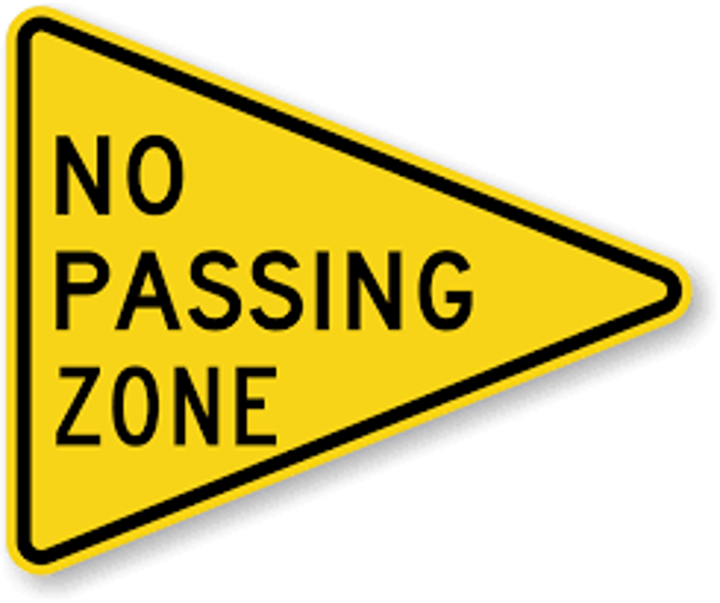 <p>on the left side of the highway and marks the beginning of a no passing zone. Any passing must be completed before reaching the sign</p>