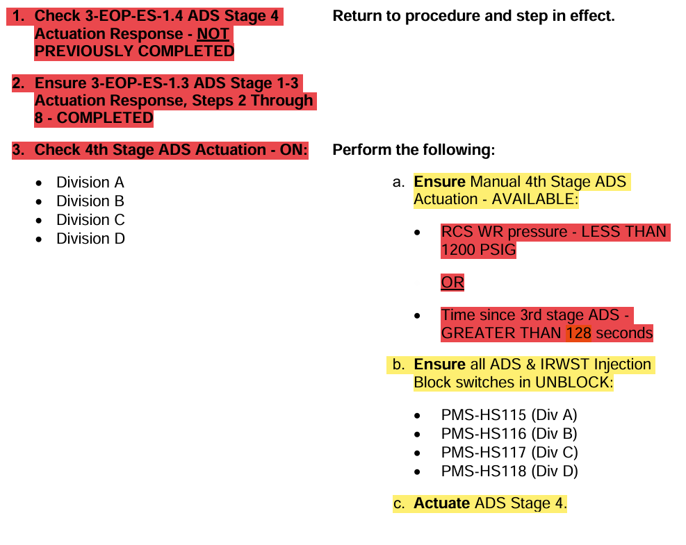 <p><strong><1200psig</strong></p><p><strong>OR</strong></p><p><strong>>128sec since ADS Stage 3</strong></p>