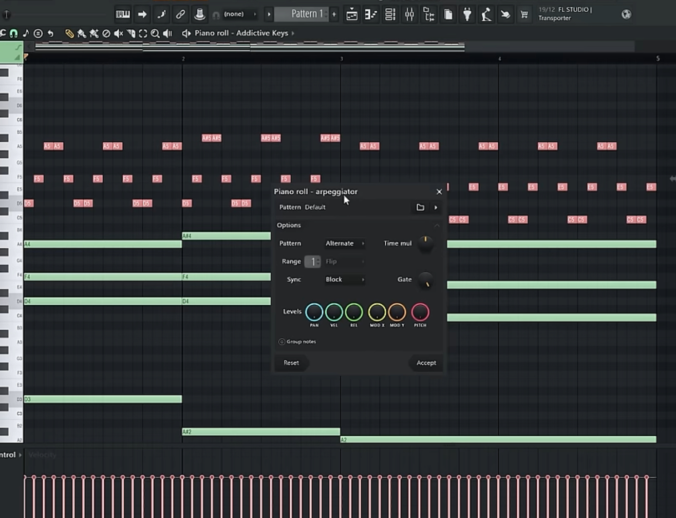 <p>Alt+A when you copied mid section to make arpeggiator  </p>