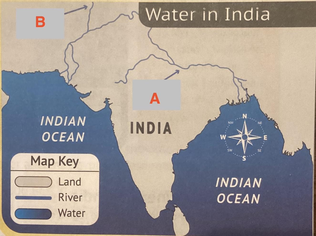 <p>Label A and B on the map.</p>