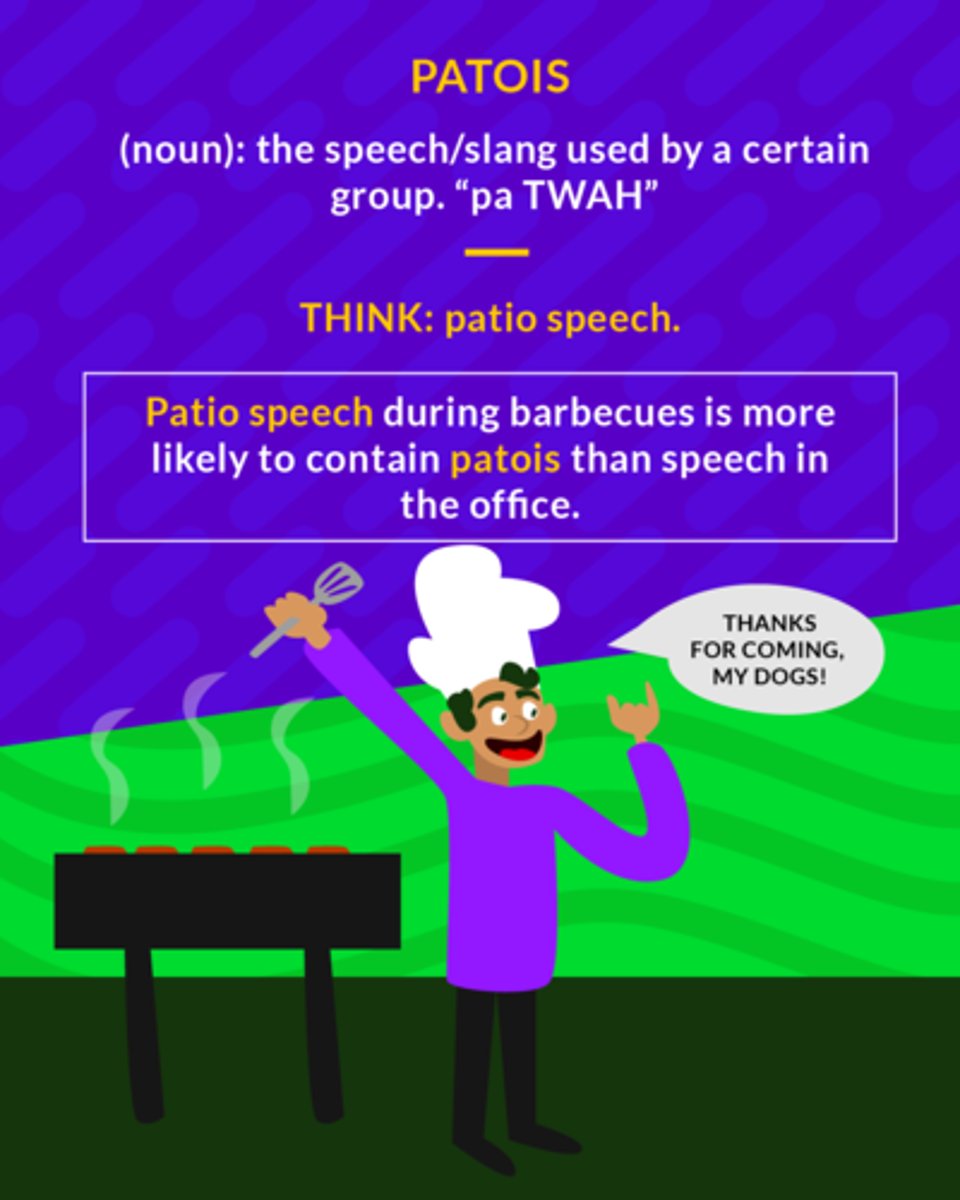 <p>jargon; a regional dialect</p><p>(noun) the speech/slang used by a particular group</p>
