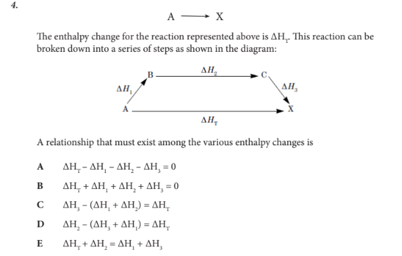 <p>A relationship that must exist among the various enthalpy changes is</p>
