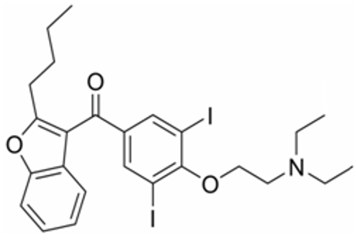 <p><strong>Brand: </strong>Pacerone</p><p><strong>Class: </strong>Class III Antiarryhthmic Agent  <strong> </strong></p><p><strong>MOA:</strong> Inhibits adrenergic stimulation and affects sodium, potassium, and calcium channels.</p>