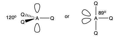 <p>trigonal planar or T shape </p><p>120 degrees or 89 degrees </p>