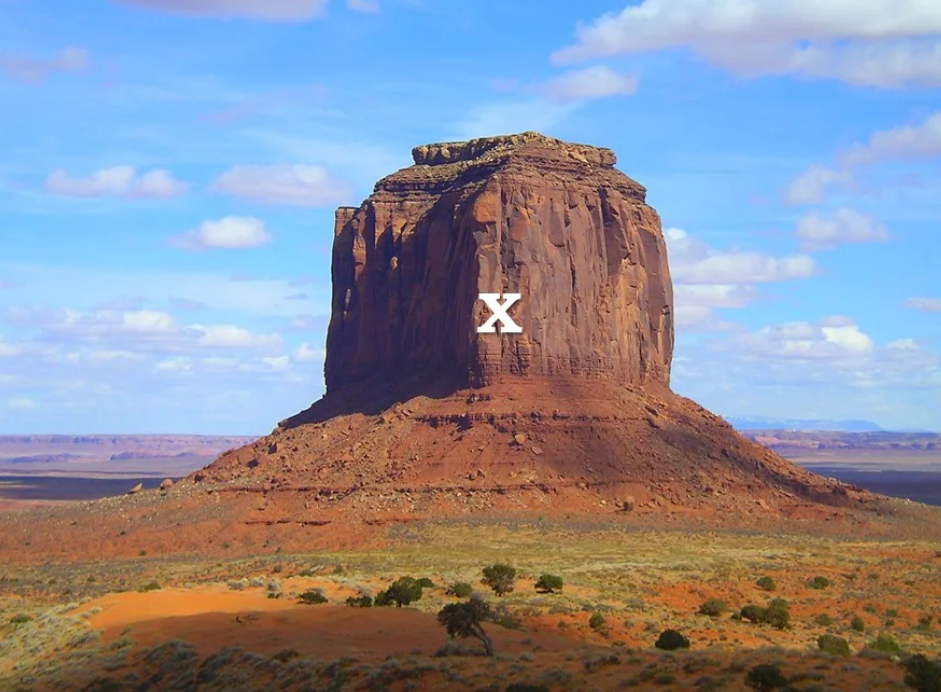 <p>At X</p>