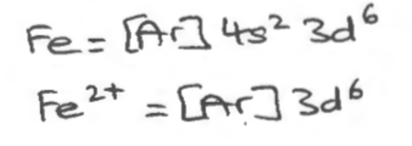 <p>configurations where you write the electron configuration for the closest Noble Gas.</p>