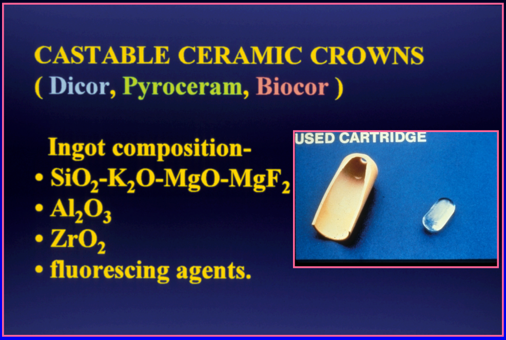 <ul><li><p>dicor </p></li><li><p>pyroceram </p></li><li><p>biocor </p></li></ul><p></p>