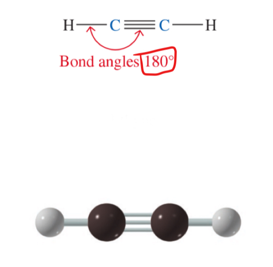 <p>all bond angles approximately 180<span style="font-family: Roboto, sans-serif">°</span></p>