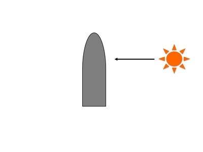 <p><span>Refer to the diagram of the shoot tip below.&nbsp;The arrow in the diagram indicates the direction of the sun's rays falling upon the shoot tip. Draw an arrow indicating the direction in which you expect the shoot tip to grow.</span></p>