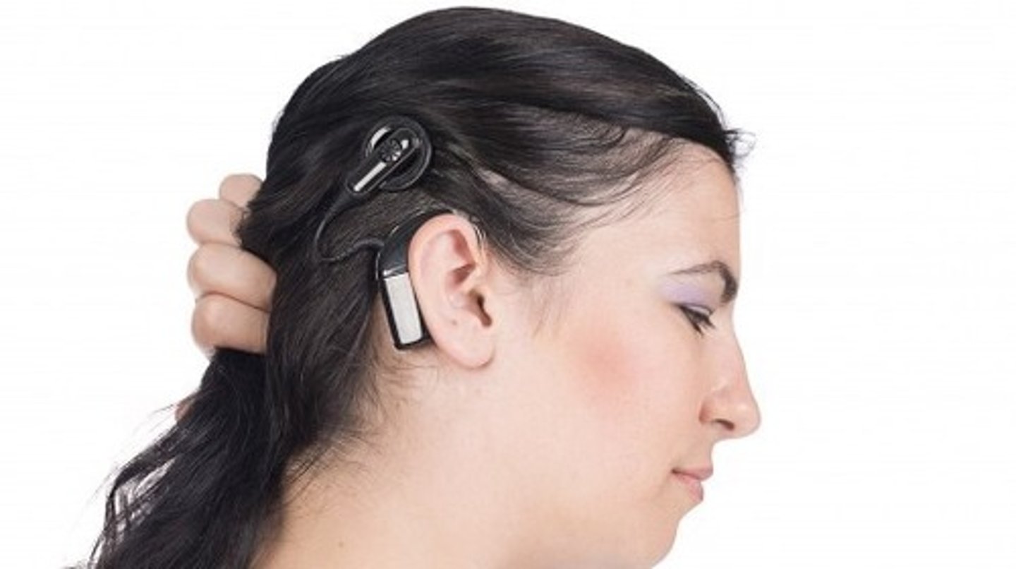 <p>an electronic medical device that bypasses damaged cochlear structures by converting sound into electrical signals that directly stimulate the auditory nerve</p>