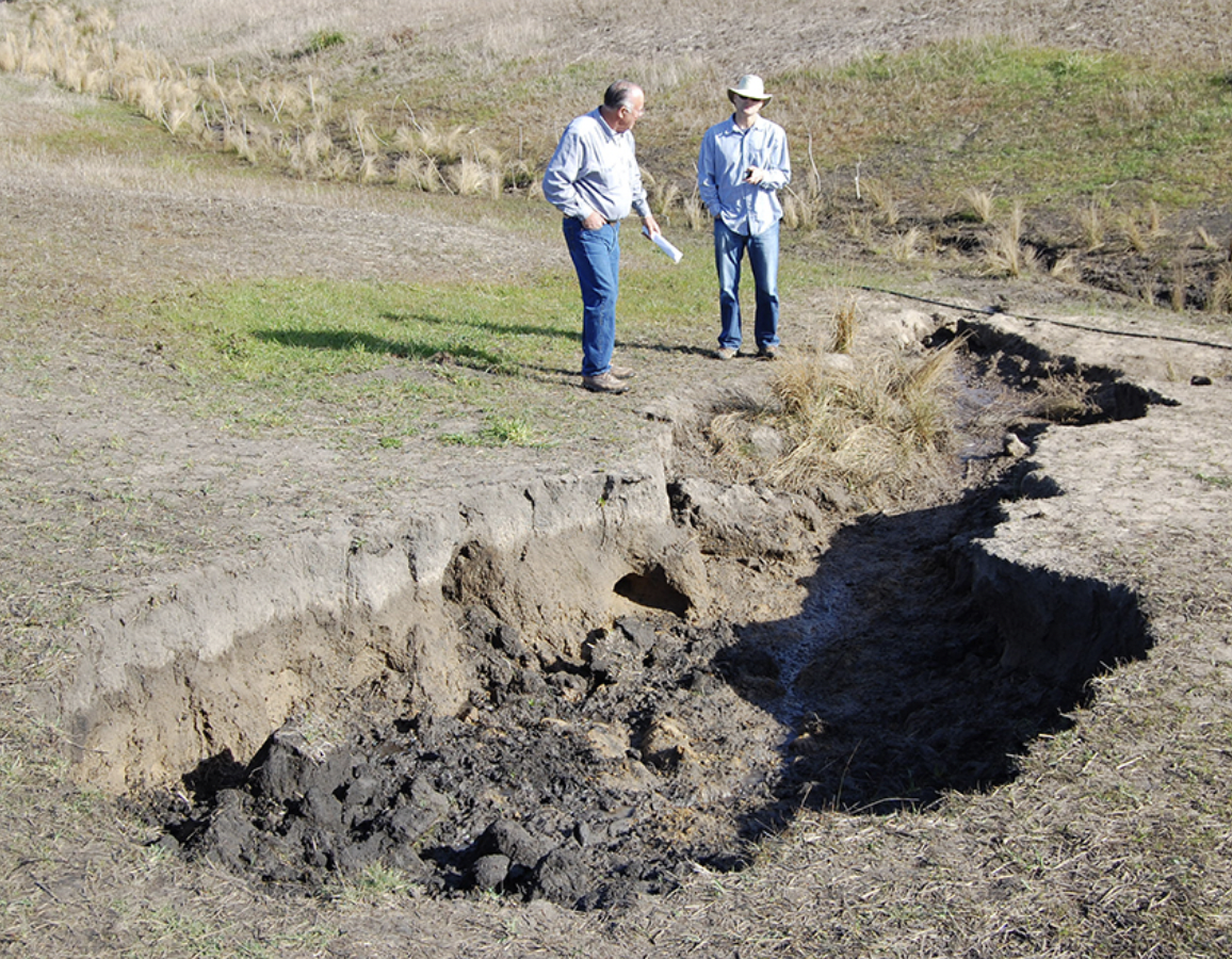 Headward erosion causes these rills to grow into gullies