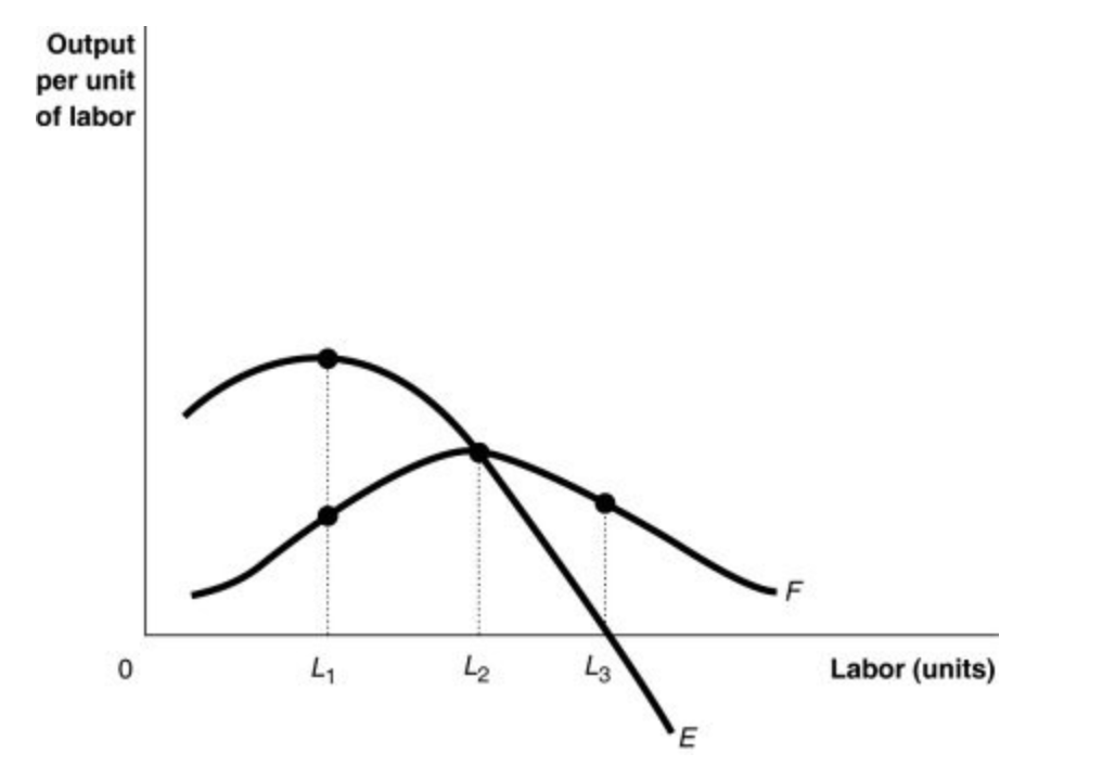 <p>Short run output is maximized at</p><p>L2, L1, L3</p>